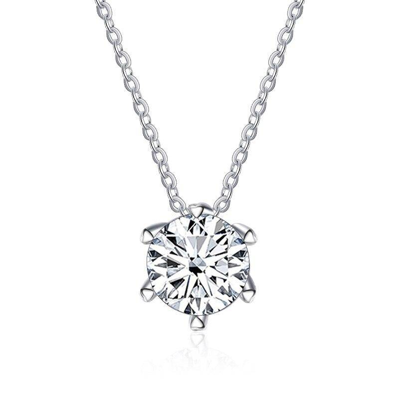 BagueRingen 100% 925 Silber Halskette Anhänger Runde 1,0 ct D Farbe Grün Moissanite Pass Diamant Test Für Frauen Elegante Halskette 1.0ct weiß von Joom DACH