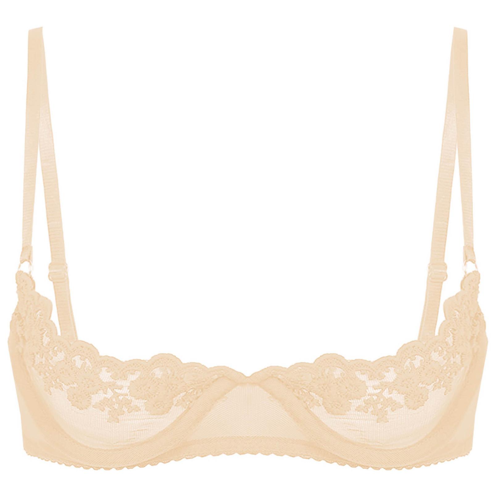 Balconette-Push-Up-BH für Damen, Spitze, Übergröße, durchsichtiger Bügel 3XL nude von Joom DACH
