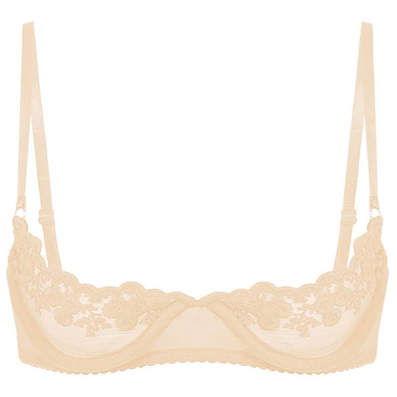 Balconette-Push-Up-BH für Damen, Spitze, Übergröße, durchsichtiger Bügel L nude von Joom DACH