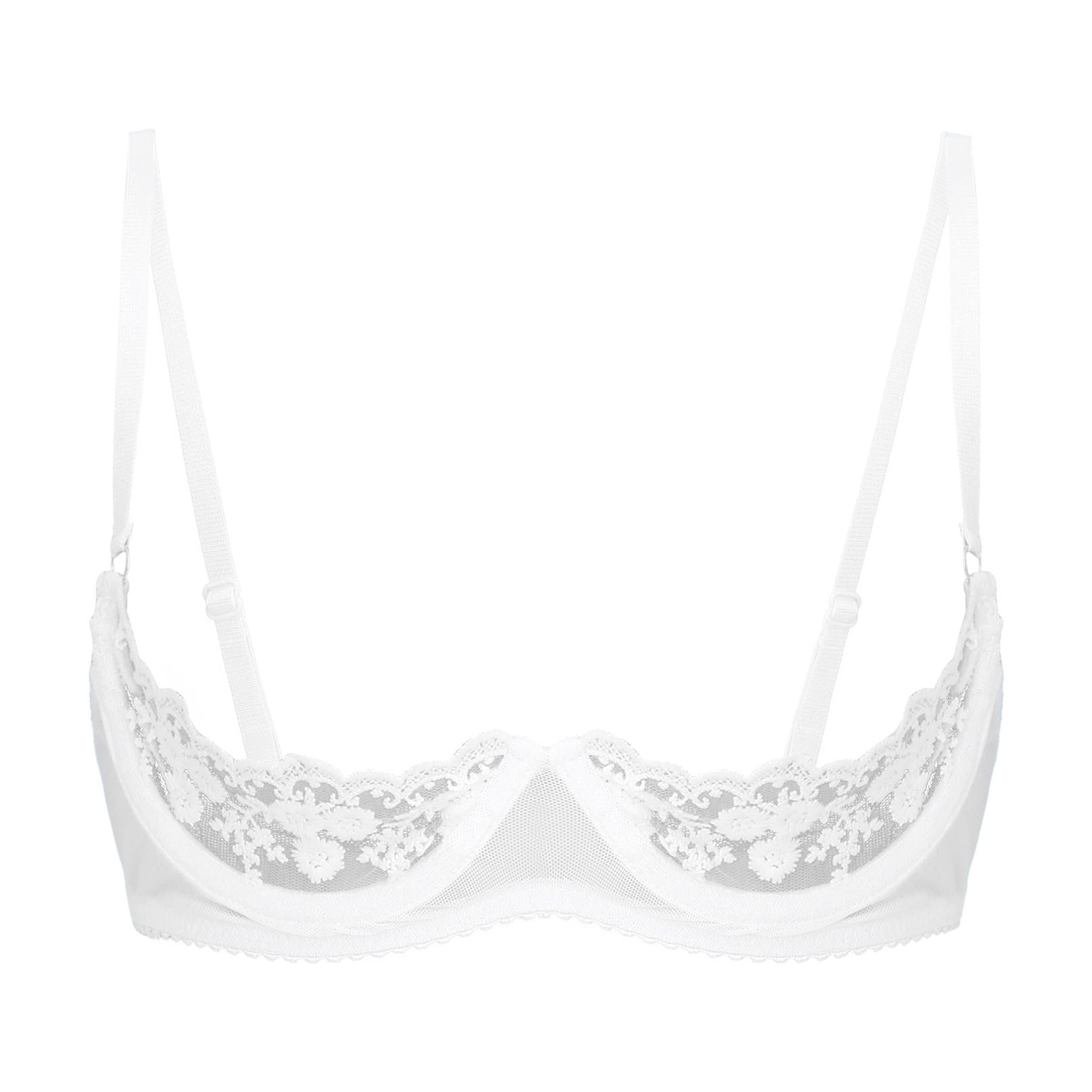 Balconette-Push-Up-BH für Damen, Spitze, Übergröße, durchsichtiger Bügel XL weiß von Joom DACH