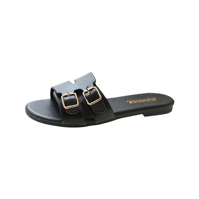 Ballerinas Damen Hausschuhe Lässige Sandalen Damen Slingback Schuhe Sommer Neue Mode Schnalle Strand Pantoletten Damen Flip-Flops Mujer 35 schwarz von Joom DACH