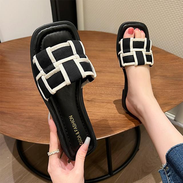 Ballerinas Lässige Hausschuhe Damenmode Slingback-Schuhe Damen Strandsandalen Sommer Neuer Trend Mode Flip-Flops Damen Pantoletten 35 schwarz von Joom DACH