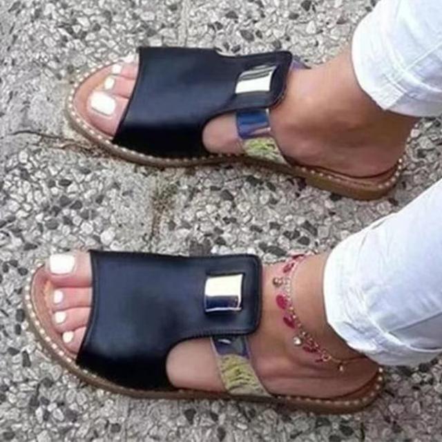 Ballerinas Sommer Damen Hausschuhe Lässige Strandsandalen Neuer Trend Mode Damen Pantoletten Slingback Schuhe Damen Flip-Flops Mujer 38 schwarz von Joom DACH