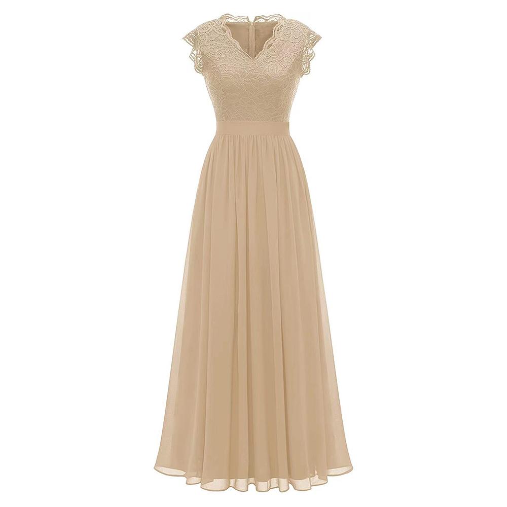 Ballkleid-Party-Maxikleid aus Spitzen-Chiffon für Damen 2XL khaki von Joom DACH