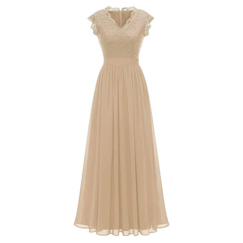 Ballkleid-Party-Maxikleid aus Spitzen-Chiffon für Damen 2XL khaki von Joom DACH