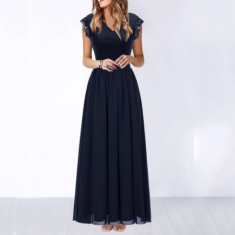 Ballkleid-Party-Maxikleid aus Spitzen-Chiffon für Damen 2XL von Joom DACH