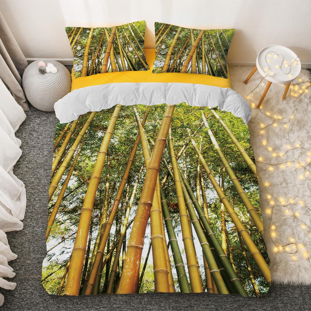 Bambus Bettbezug Set Grün Natur Pflanze King Size Polyester Bettdeckenbezug mit Kissenbezug für Kinder Jungen Mädchen Bettwäscheset EU single(135x200cm) von Joom DACH