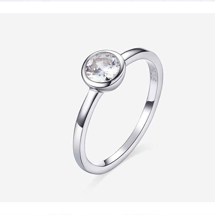 Bamoer Basic Fingerring aus klarem Zirkonia, Sterling-Silber, minimalistischer Verlobungs- und Ehering für Frauen 7 von Joom DACH
