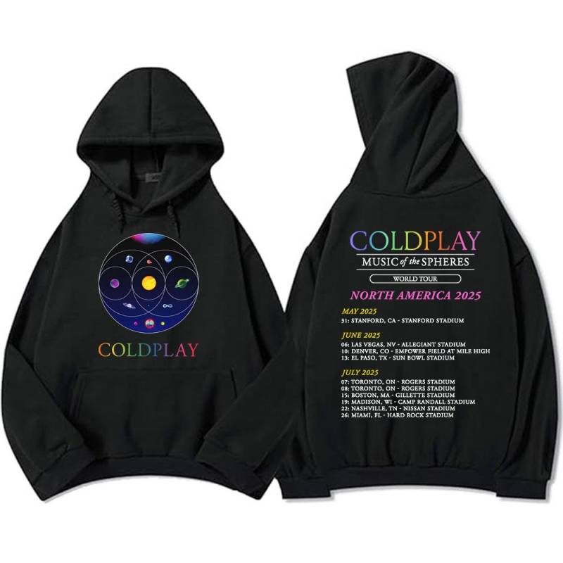 Band Cold-play Music of The Spheres World Tour 2025 Hoodies Langarm Männer/Frauen Sweatshirts Print Hoodie L schwarz von Joom DACH