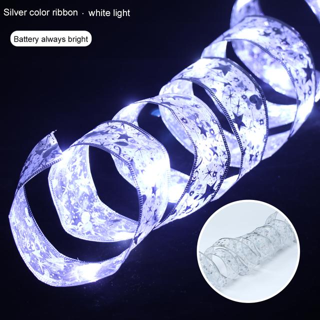 Band Fee Licht Weihnachtsdekoration Weihnachtsbaum Ornamente für Zuhause 2024 Bögen Lichterketten Navidad Natal Neujahr 2025 2M white light silber von Joom DACH