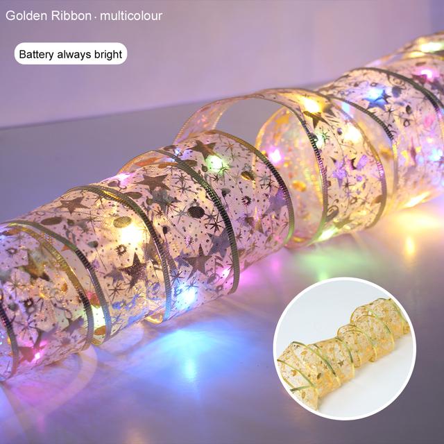 Band Fee Licht Weihnachtsdekoration Weihnachtsbaum Ornamente für Zuhause 2024 Bögen Lichterketten Navidad Natal Neujahr 2025 5M color light gold von Joom DACH
