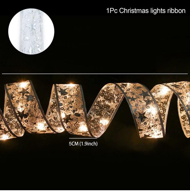 Band Fee Licht Weihnachtsdekoration Weihnachtsbaum Ornamente für Zuhause 2024 Bögen Lichterketten Navidad Natal Neujahr 2025 5M warm light von Joom DACH