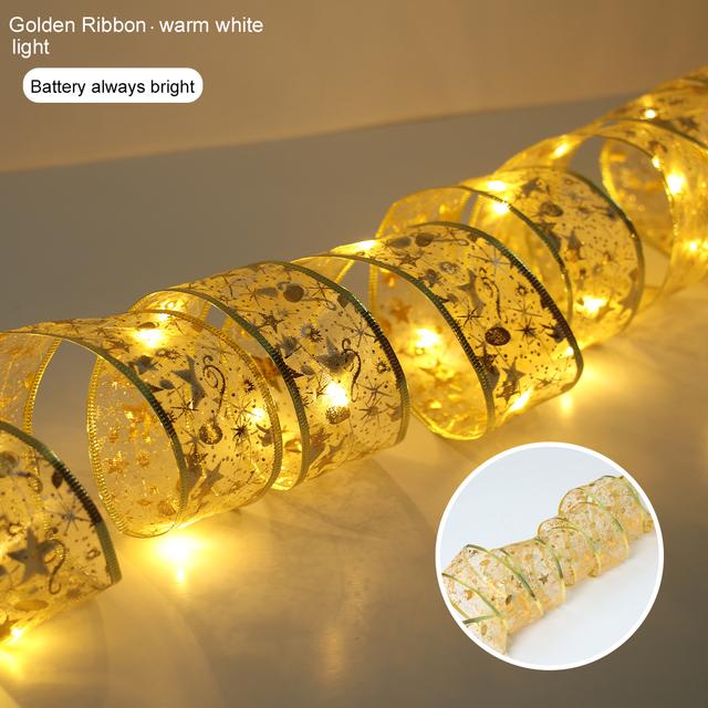 Band Fee Licht Weihnachtsdekoration Weihnachtsbaum Ornamente für Zuhause 2024 Bögen Lichterketten Navidad Natal Neujahr 2025 5M warm light gold von Joom DACH