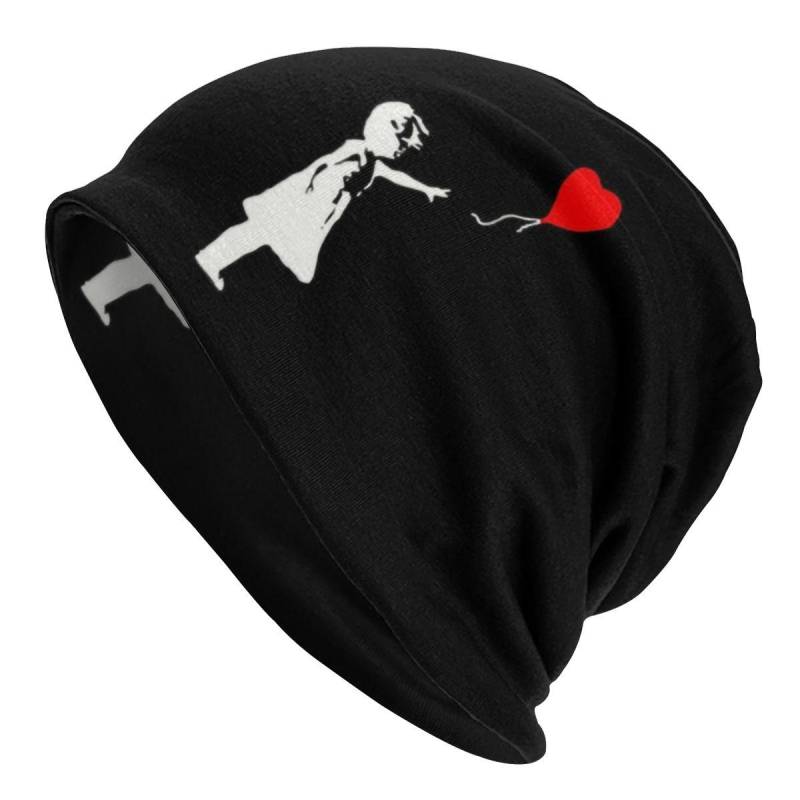 Banksy Art Graffiti Girl Herz Ballon Slouchy Beanie Unisex Frauen Hip Hop Winter Warme Skullies Beanies Hüte Erwachsene Strick Bonnet Cap Skullies Beanie Hat von Joom DACH