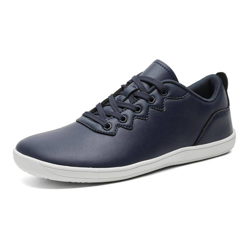 Barfußschuhe mit breiter Zehenbox für Damen Herren PU-Leder Freizeitschuhe Zero Drop Sneaker Outdoor Herren Wanderschuhe 42 navy blau von Joom DACH