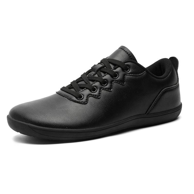Barfußschuhe mit breiter Zehenbox für Damen Herren PU-Leder Freizeitschuhe Zero Drop Sneaker Outdoor Herren Wanderschuhe 43 von Joom DACH