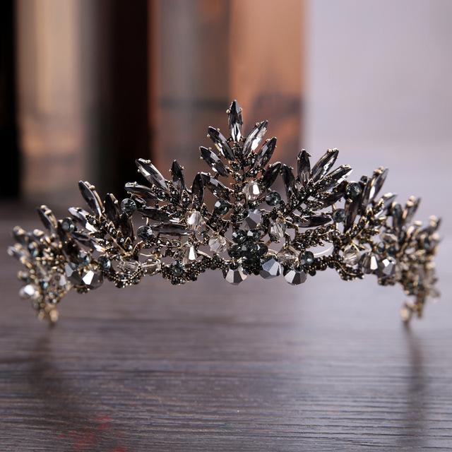 Barock Strass Kristall Perlen Stirnband Tiara Braut Kronen Hochzeit Koreanische Haarschmuck Diadem Festzug Abschlussball Krone von Joom DACH
