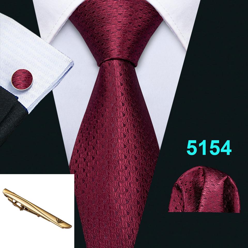 Barry.Wang Burgunderrote Krawatten für Herren, formelle Seidenkrawatte, Einstecktuch, Manschettenknöpfe, goldenes Krawattenklammer-Set N-5154 von Joom DACH