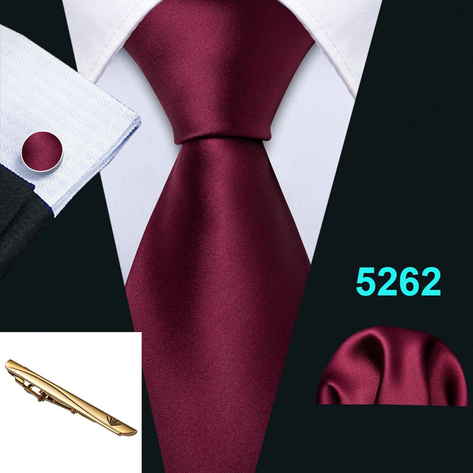 Barry.Wang Burgunderrote Krawatten für Herren, formelle Seidenkrawatte, Einstecktuch, Manschettenknöpfe, goldenes Krawattenklammer-Set N-5262 von Joom DACH