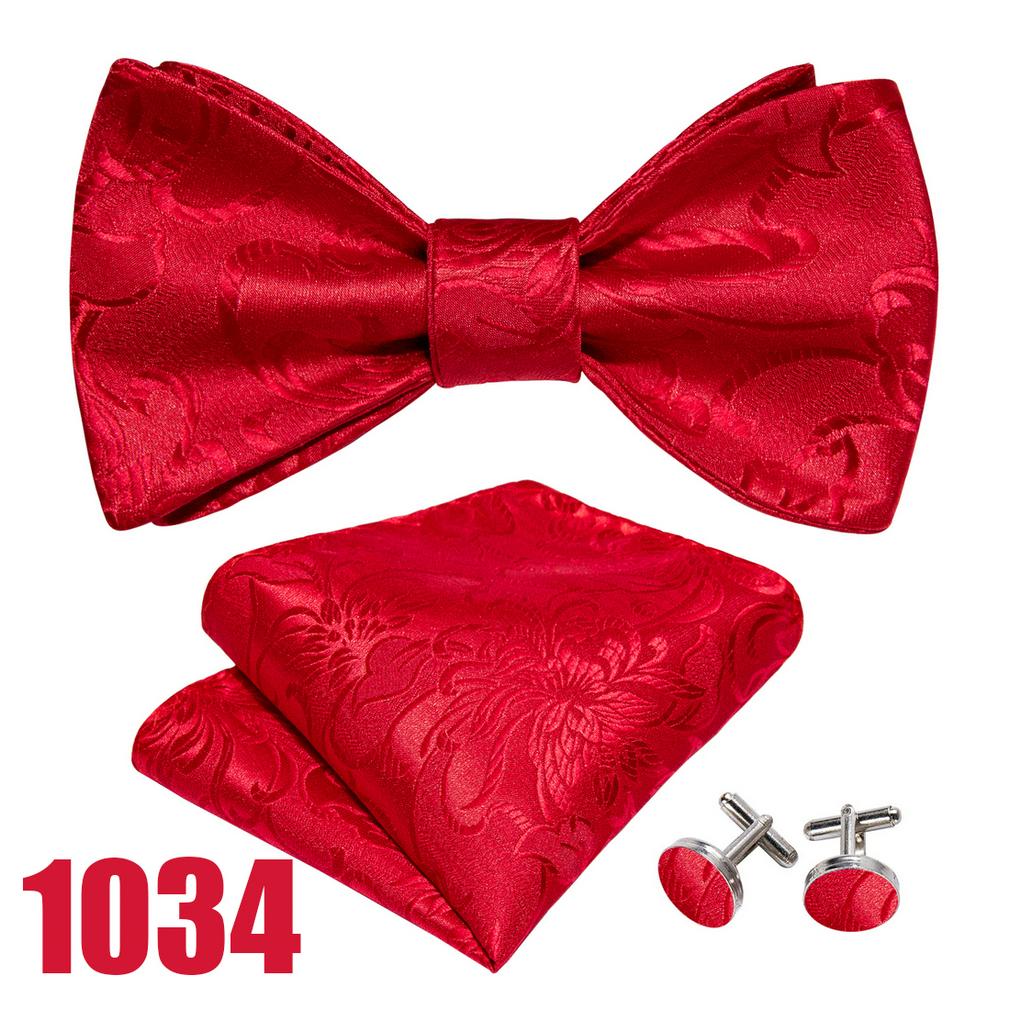 Barry.Wang Herren-Fliege mit Blumenmuster, gewebte Seidenfliege, Einstecktuch, Manschettenknöpfe, Anzug für Hochzeit, Party LH-1034 von Joom DACH