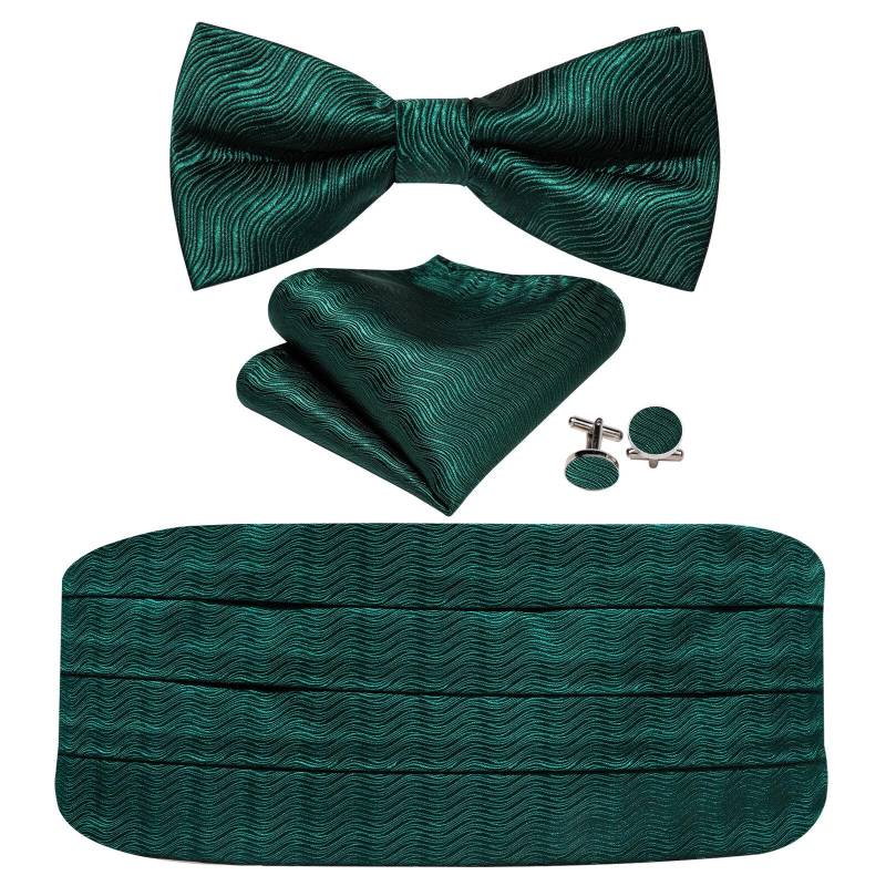 Barry.Wang Herren-Kummerbund-Gürtel und Fliege-Set, Seiden-Pre-Fliege-Einstecktuch-Manschettenknopf-Set YF-1034 von Joom DACH