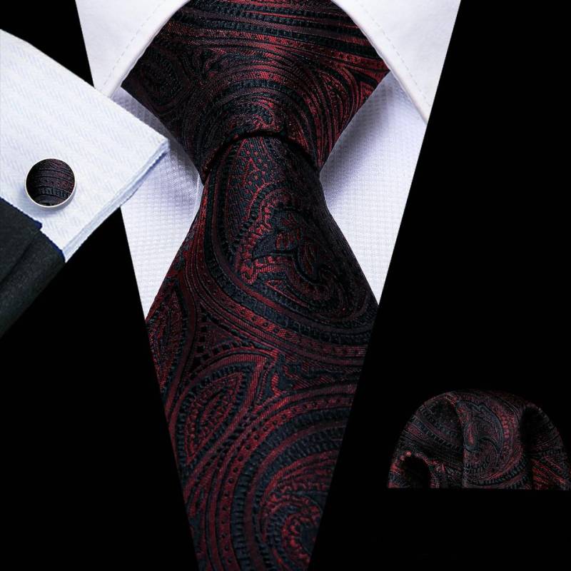 Barry.Wang Herren-Seidenkrawatte, 2021, neues Krawatten-Einstecktuch, Manschettenknöpfe-Set für Business, Hochzeit, Freizeit N-5316 von Joom DACH