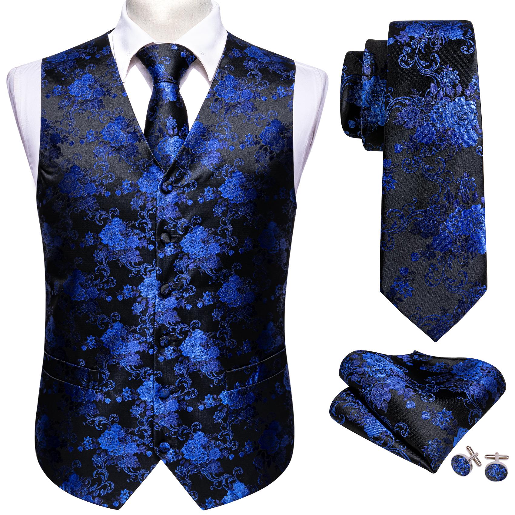Barry.Wang Herren-Set aus Weste, Weste, Krawatte, Einstecktuch, Manschettenknöpfen, Moosgrün, Paisley-Jacquard, gewebte Seide, für Hochzeit, Verabredung, Party XL von Joom DACH
