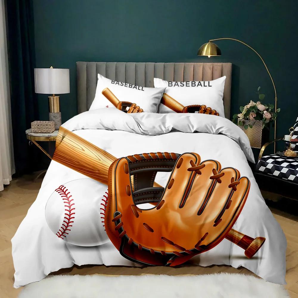 Baseball Bettbezug Set Sportthema Jungen Kinder Bettwäsche Set 3D Baseball Bettzeug Doppel Queen King Size Polyester Steppdecke EU single(135x200cm) von Joom DACH
