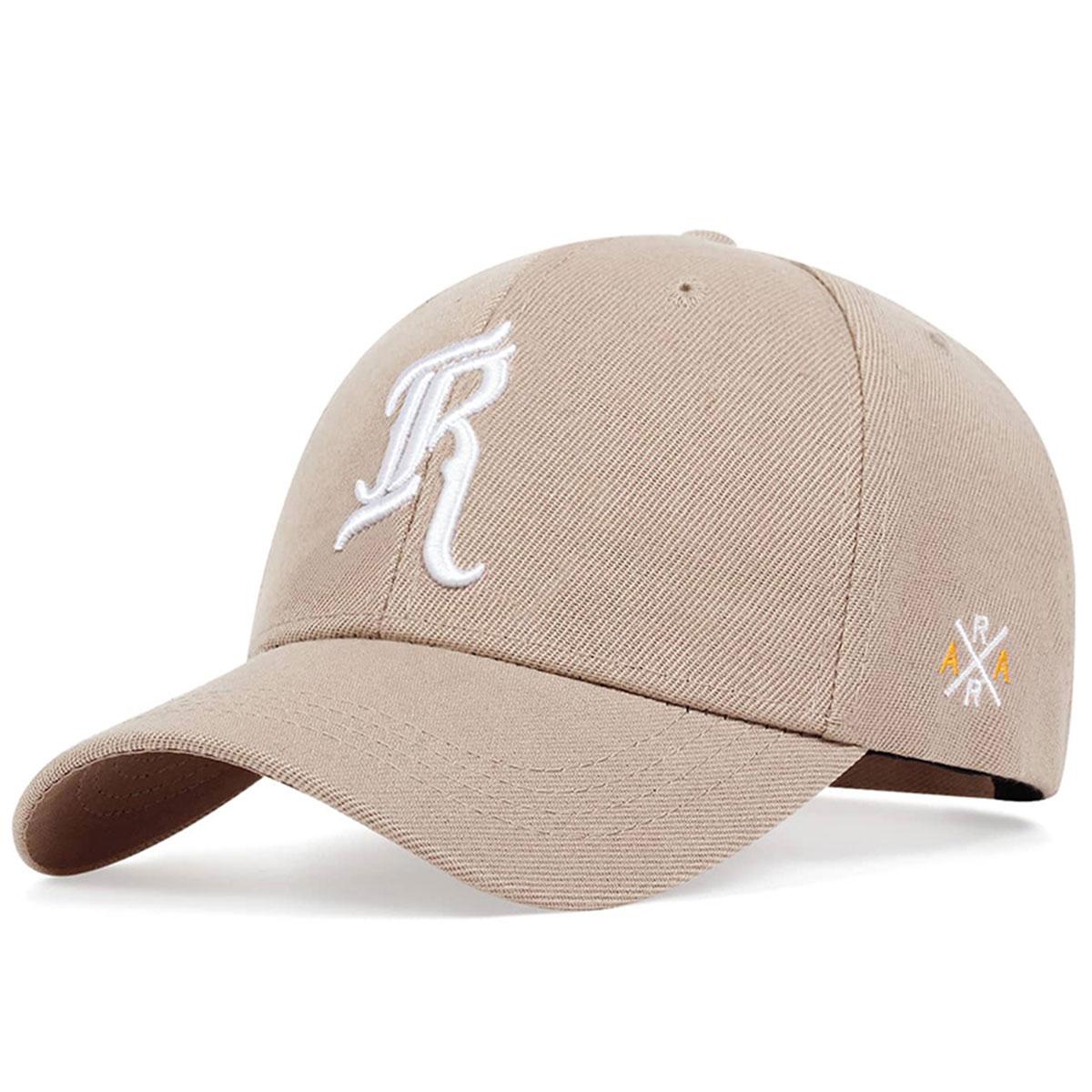 Baseball-Caps mit Buchstaben-R-Stickerei für Damen und Herren, Herbst-Winter, Baumwolle, verstellbare Snapback-Mütze, lässige Hip-Hop-Kappe für Damen, Trucker-Mützen khaki von Joom DACH