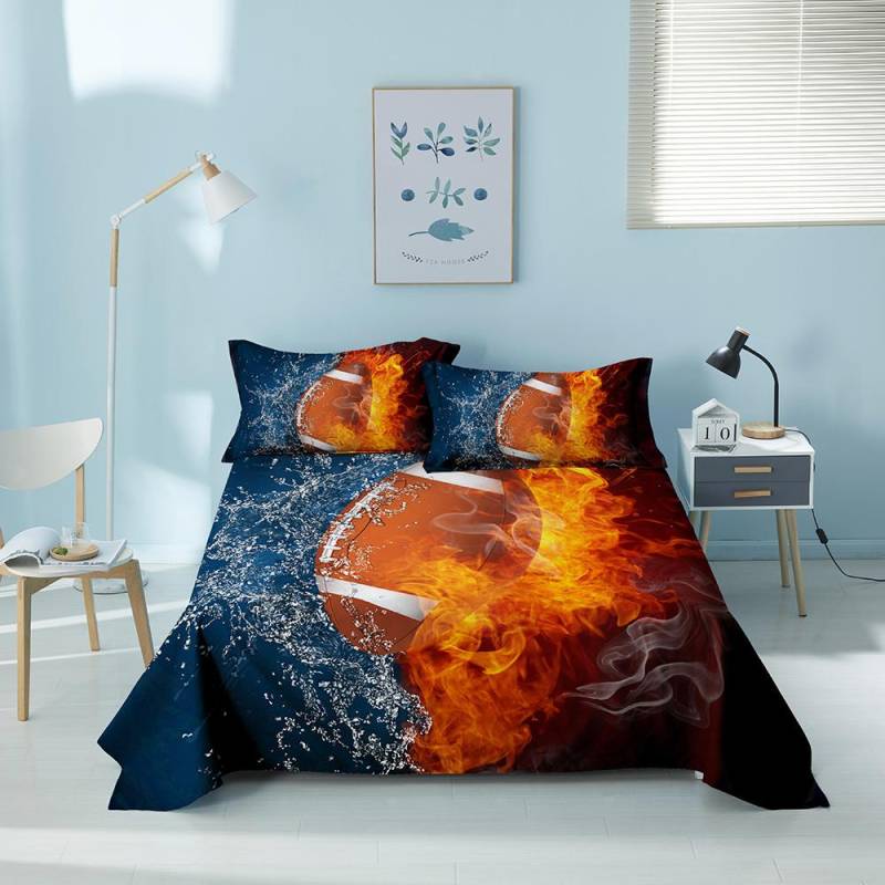 Baseball Football Basketball Bettlaken-Set 3D-Druck Polyester Bettlaken Sportdesign 200x230 Mode Dekor für Teenager Jungen 110X230cm(2Pcs) von Joom DACH