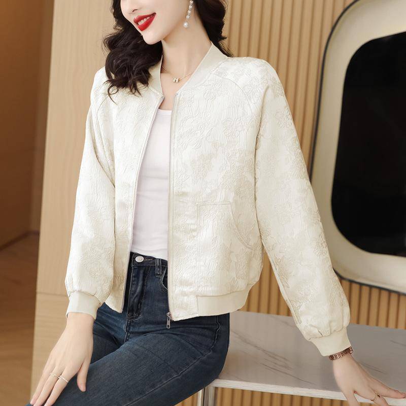 Baseball-Uniform Strickjacke Kurze Jacke für Damen Frühling Neu Raglanärmel Dunkles Muster Jacquard-Jacke Lockere Version Jacke 3XL von Joom DACH