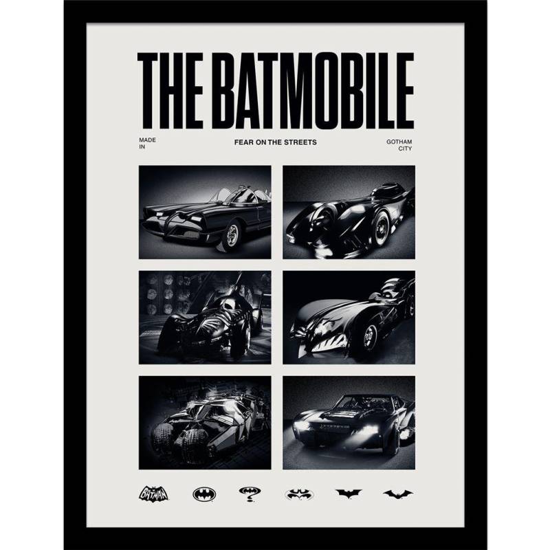 Batman 1989 Batmobil Gerahmtes Poster 40cm x weiß/schwarz von Joom DACH