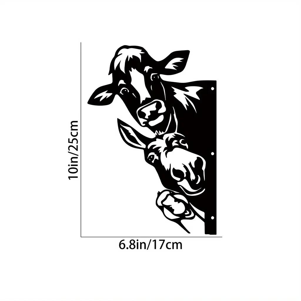 Bauernhof Guckende Tiere Metallkunst Skulptur - Modern Outdoor Garten, Heim Wanddeko beige von Joom DACH