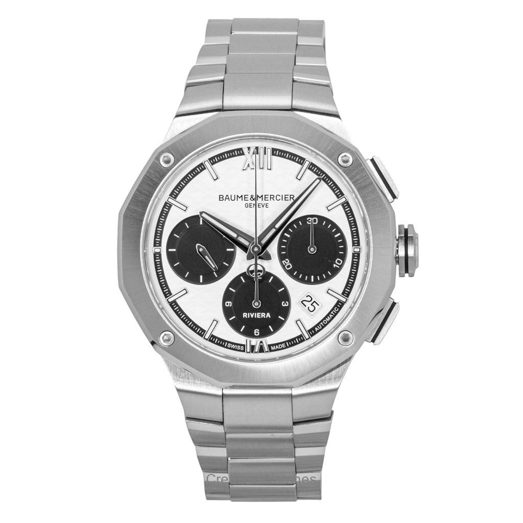 Baume & Mercier Riviera Chronograph Edelstahl Weißes Zifferblatt Automatik M0A10827 100M Herrenuhr weiß von Joom DACH