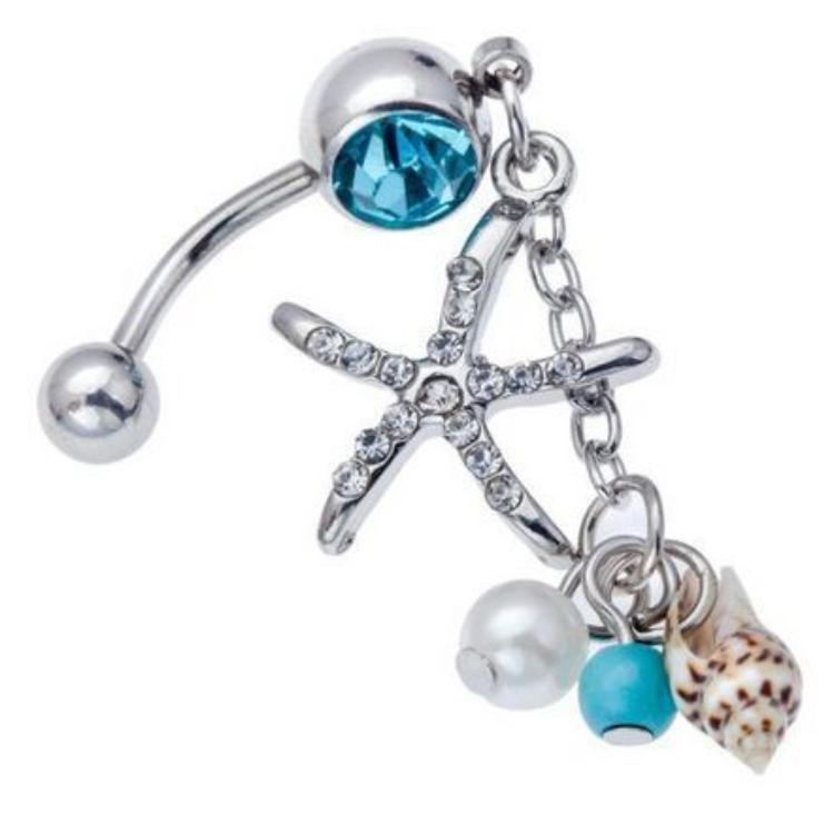 Baumelnder chirurgischer Stahl Kristall Seestern Muschel Körper Nabel Bauch Ring Knopf Piercing Bar Baumelnder chirurgischer Stahl Kristall Seestern Muschel Körper Nabel Bauch Ring Knopf Piercing Bar von Joom DACH