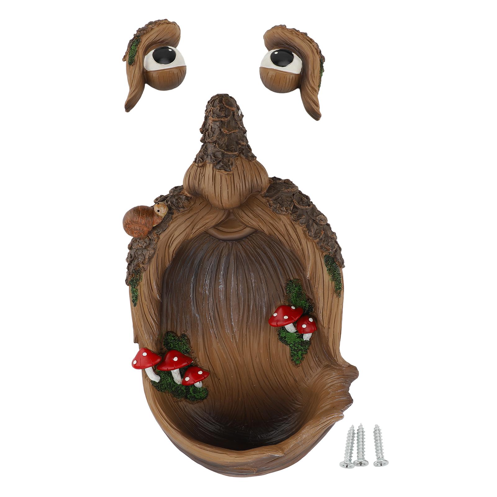 Baumgesicht Deko Vogelfutterhaus Outdoor Spaß Alter Mann Baumumarmung Skulptur Hofkunst Gartendekoration Rasenornament von Joom DACH