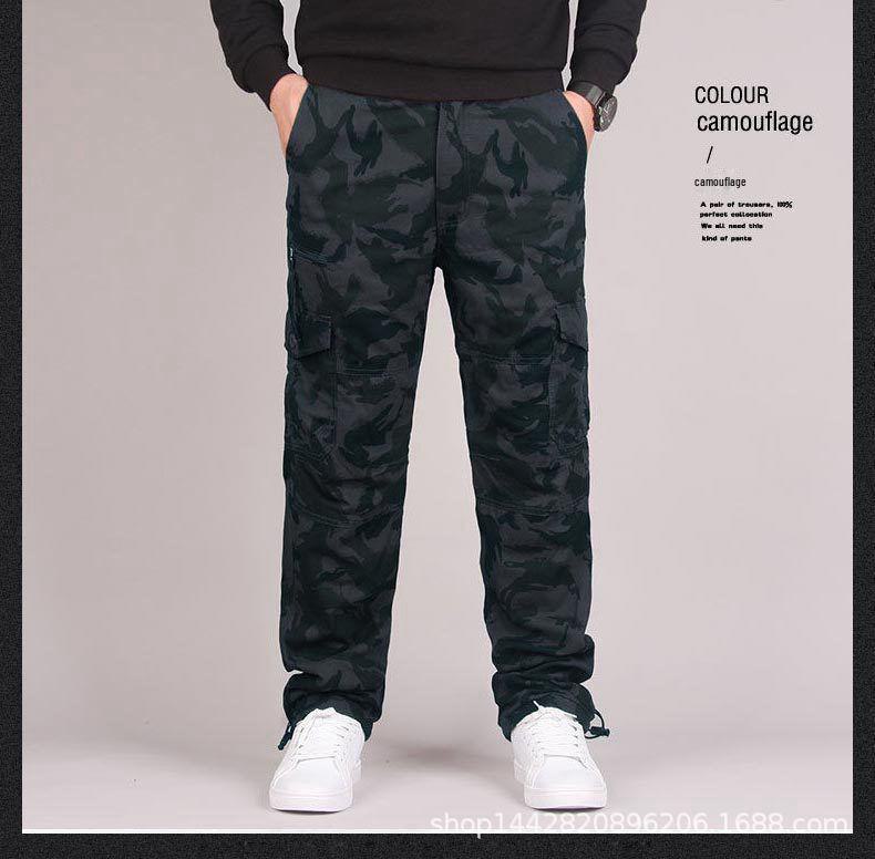 Baumwoll-Overall mit mehreren Taschen für Herren, Freizeithose mit elastischem Bund in großen Größen. Lockere Arbeitshosen für Männer mittleren und höheren Alters. M von Joom DACH