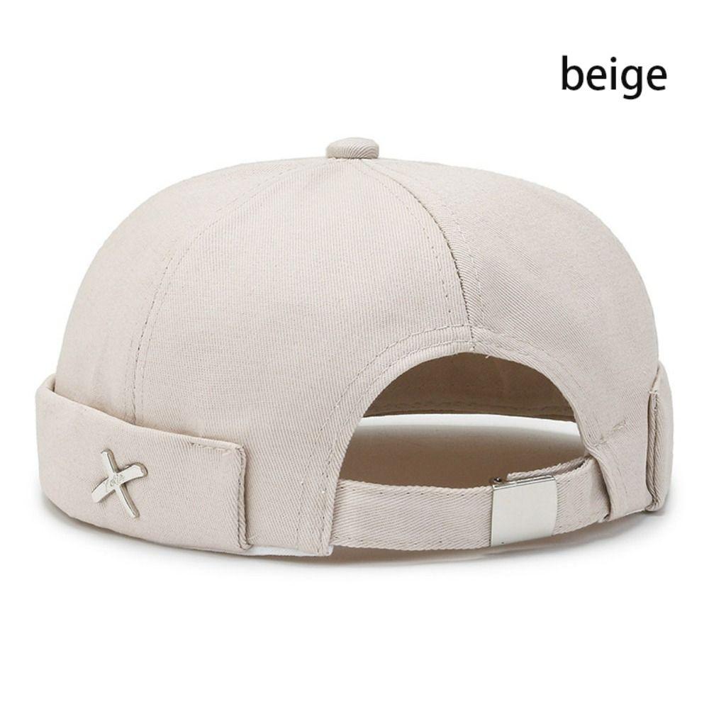 Baumwolle, randlos, Docker-Mütze, gewaschener Stil, Melonen-Beanie-Mütze, Vintage-Stil, Vintage-Dome-Mütze, für Jungen und Mädchen beige von Joom DACH