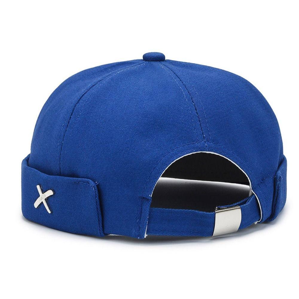 Baumwolle, randlos, Docker-Mütze, gewaschener Stil, Melonen-Beanie-Mütze, Vintage-Stil, Vintage-Dome-Mütze, für Jungen und Mädchen königsblau von Joom DACH