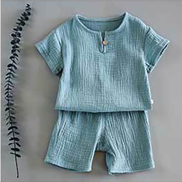 Baumwolle Baby Sets Freizeit Sport Mädchen Jungen T-shirt + Shorts Sets Kleinkind Kleidung Baby Junge Mädchen Kleidung 130 blau von Joom DACH