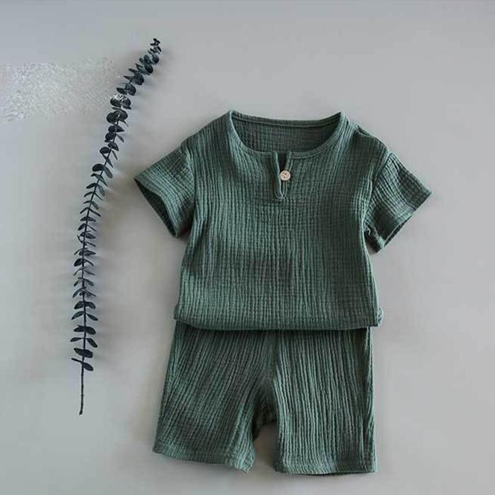 Baumwolle Baby Sets Freizeit Sport Mädchen Jungen T-shirt + Shorts Sets Kleinkind Kleidung Baby Junge Mädchen Kleidung 130 grün von Joom DACH