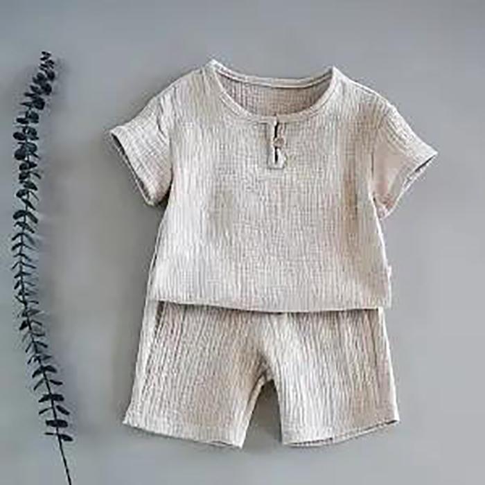Baumwolle Baby Sets Freizeit Sport Mädchen Jungen T-shirt + Shorts Sets Kleinkind Kleidung Baby Junge Mädchen Kleidung 130 grau von Joom DACH
