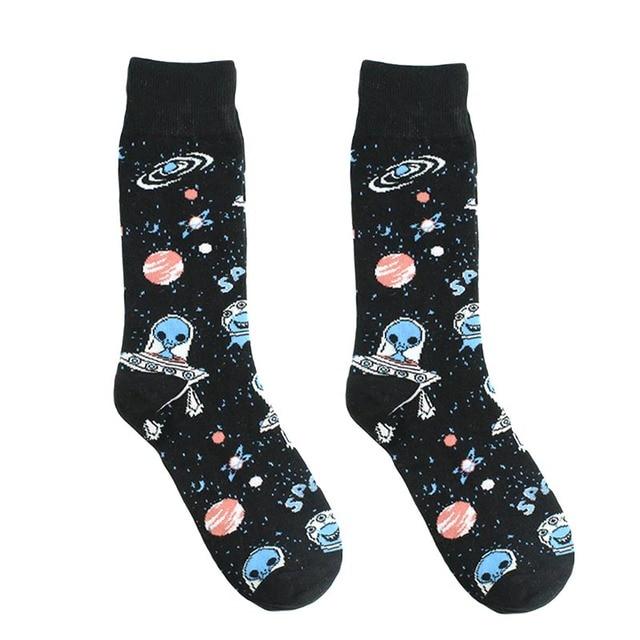 Baumwolle Happy Funny Socken Männer Alien Planet Shark Crazy Design Sokken Unisex Neuheit Dinosaurier Crew Skateboard Calcetines Hombre von Joom DACH