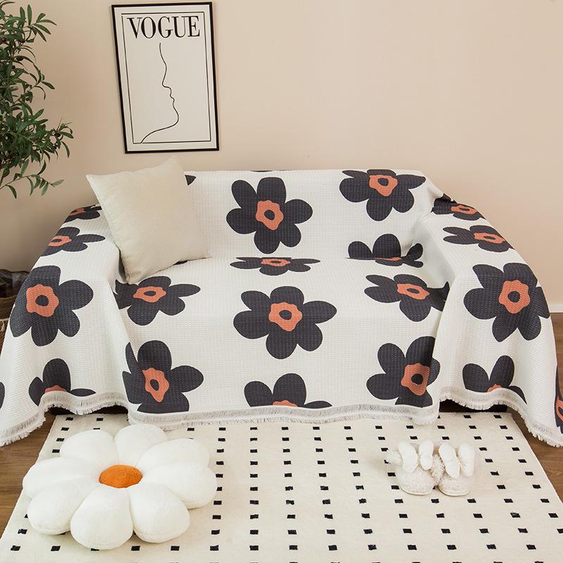 Baumwolle Leinen Sofabezug Druck Vollbezug Vier Jahreszeiten Universal Sofabezug Anti-Katzenkratzer Sofa Handtuch Rutschfestes Sofa Handtuch 180x130cm 1pcs von Joom DACH