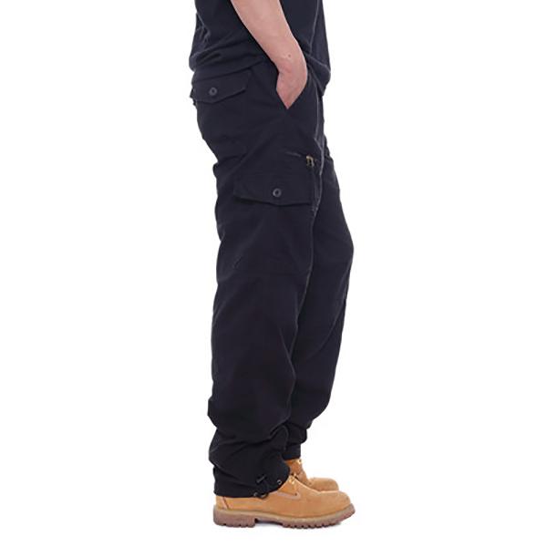 Baumwolle Overalls Herren Casual Hosen Elastische Taille Große Größe Multi-Pocket Lose Hosen Baustelle Hosen XXXL schwarz von Joom DACH