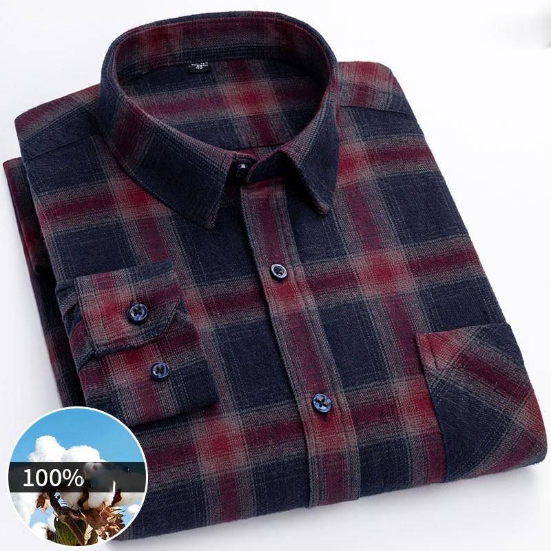 Baumwolle Plaid Hemden Mann Langarm Regular Fit Kariertes Design Männer Casual Hemd mit Brusttasche Herbst Frühling Freizeit Männlich büro XXXL von Joom DACH