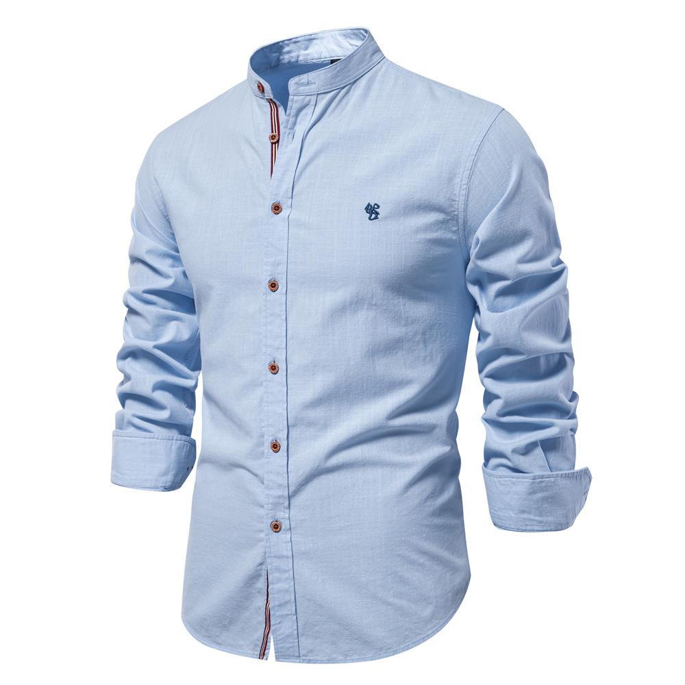 Baumwolle Social Shirt Männer Einfarbig Langarm Shirt Männer Frühling Stand Casual Herren Shirts L blau Baumwolle Social Shirt Männer Einfarbig Langarm Shirt Männer Frühling Stand Casual Herren Shirts L blau von Joom DACH