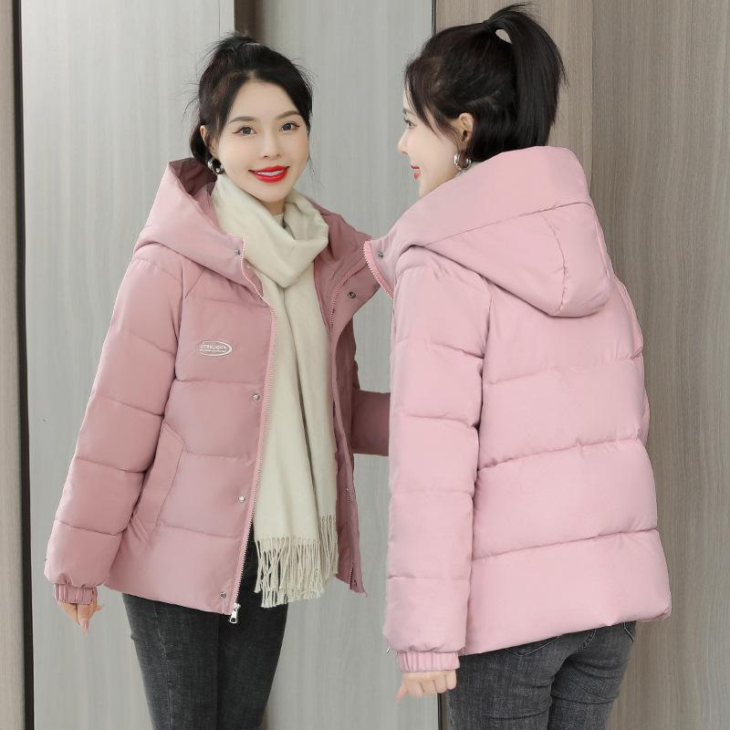 Baumwollgefütterte Daunenjacke für Damen im Winter, neue lockere Mode, kurze Kapuze, warm XXL rosa Baumwollgefütterte Daunenjacke für Damen im Winter, neue lockere Mode, kurze Kapuze, warm XXL rosa von Joom DACH