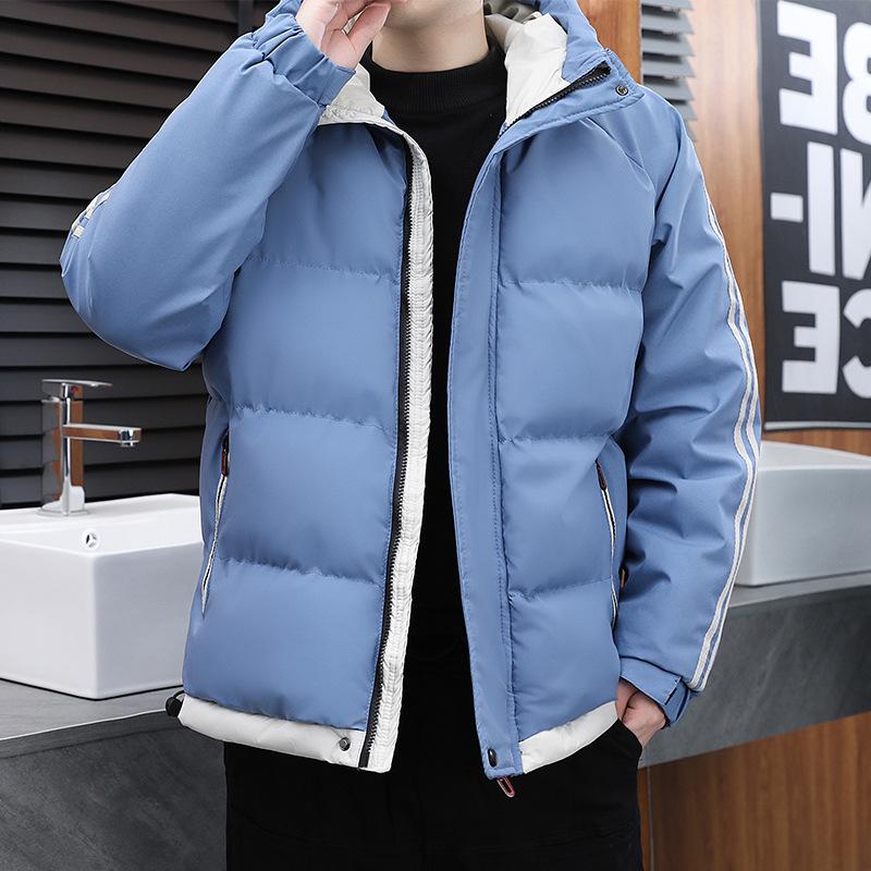 Baumwollgefütterte Herren-Winterjacke mit Kapuze, warm, locker, lässig, mit zwei Stangen und einem Mantel, Mantel, Mantel, Herren, Baumwollgefütterte Jacke XL von Joom DACH