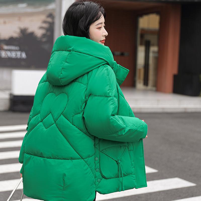 Baumwollgefütterte Jacke Damen Winter Koreanische Version Lockere Gepolsterte Jacke Mit Kapuze Lockere Allgleiches Dicke Warme Jacke XXXL grün von Joom DACH
